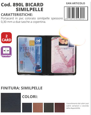 PORTA CARD A LIBRO 2 TASCHE IN SIMILPELLE MONOCOLORE ALPLAST