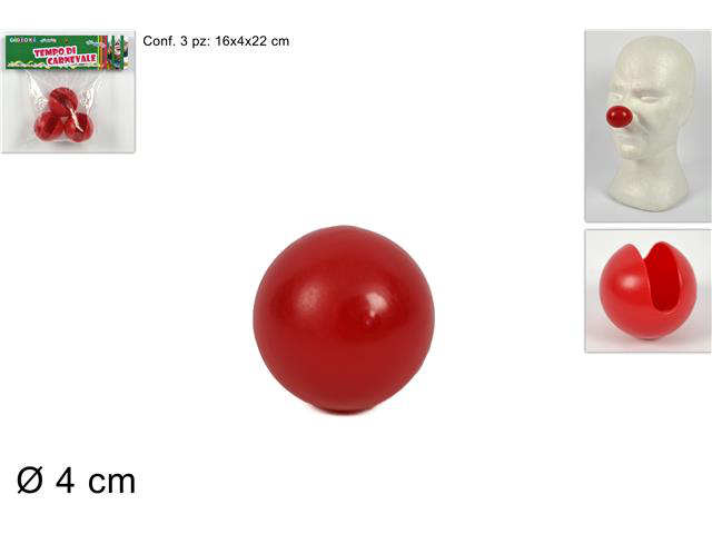 ACCESSORI VISO NASO CLOWN IN PLASTICA CONF.3PZ. IN BLISTER