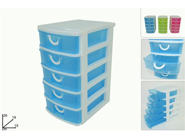 CASSETTIERA IN PLASTICA MINI 5 PIANI CM.26x15 DUESSE