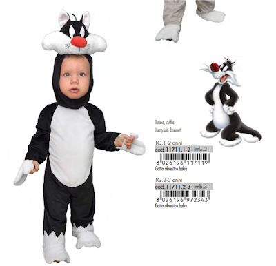 COSTUME PERSONAGGIO GATTO SILVESTRO TAGLIA 2/3 ANNI