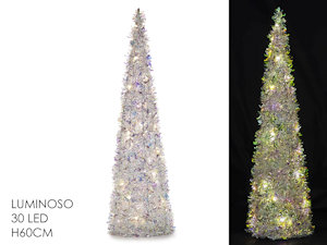 ALBERO DI NATALE CONICO CM.H.60 BIANCO CON 30 LUCI LED 448508 GENERAL