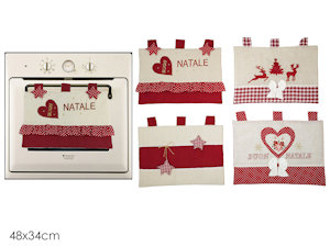COPRI ANTA FORNO IN POLISTERE ROSSO CON DECORO NATALIZIO CM.48x34 582852 GENERAL