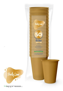 BICCHIERE IN PLASTICA RIUTILIZZABILE 200CC ORO 50PZ PARTY LINE