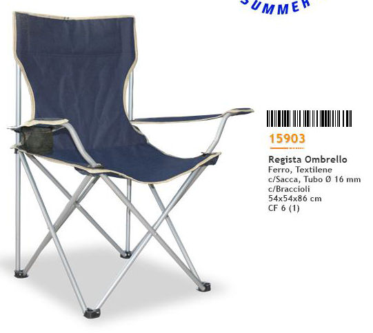 SPIAGGINA FERRO OMBRELLO REGISTA TEXTILENE CON SACCA TUBO 16 CM.54x54x86 15903
