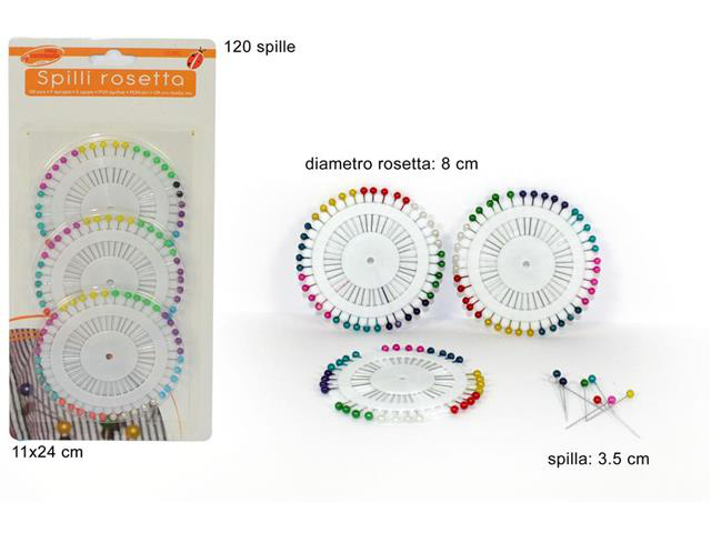 CUCITO SPILLE CM.3,5 SU ROSETTA DA 40PZ. CONF. DA 3PZ. IN BLISTER DUESSE
