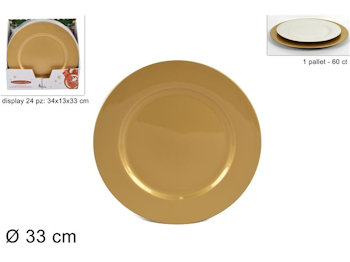 PIATTO SOLO SOTTOPIATTO IN PVC D.33 LUCIDO ORO DUESSE