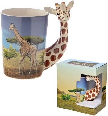TAZZA IN CERAMICA FORMA MANICO GIRAFFA IN SCATOLA CM.14x12x8 PUCK