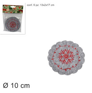 BICCHIERI SOLO SOTTOBICCHIERI IN FELTRO TONDO CM.10 GRIGIO CONF.6PZ. DUESSE