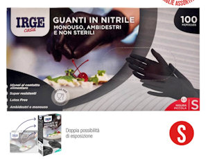 GUANTI MONOUSO IN NITRILE IRGE 100PZ. TAGLIA S NERO