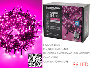 96 LED MINILUCCIOLE ESTERNO MT.3,84+2 CAVO ROSA PROGRAMMABILE 449949C GENERAL