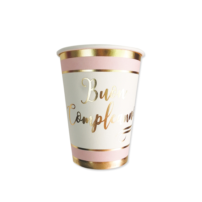 BUON COMPLEANNO CHIC ROSA BICCHIERI CC.200 CONF.8 PZ. BIGPARTY