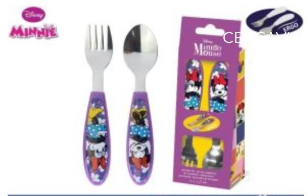 MINNIE POSATE IN METALLO CUCCHIAIO E FORCHETTA SU BLISTER EOLD.