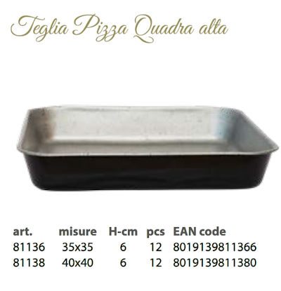 TEGLIA PIZZA ALTA QUADRATA CM.40x40xH.6 NORDIKA LINE ANTIADERENTE 81138 PENTALUX
