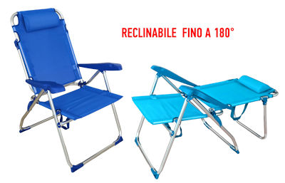 SPIAGGINA ALLUMINIO 5 POSIZIONI PERLA TUBO 22 TEXILENE CM.67x65x99 15113