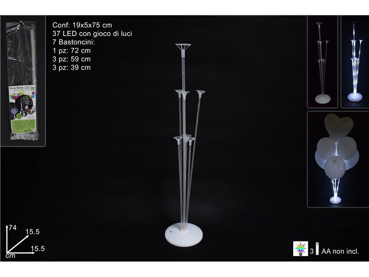 ATTREZZATURA PIANTANA 7 BASONCINI CN 37 LUCI LED GIOCO COLORI CIGIOKY