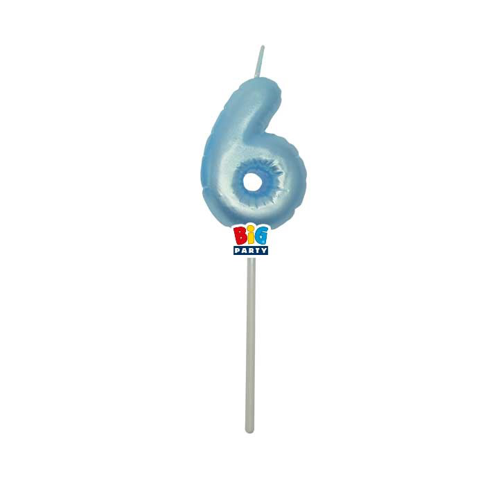 CANDELINA CERA BALLON CM.13 CELESTE PERLA N.6 BIGPARTY