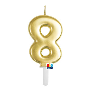 CANDELINA CERA TINY PLUMP CM.7 ORO METAL N. 8 BIGPARTY
