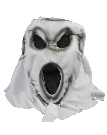 MASCHERA TESCHIO VOLANTE CON CAPPUCCIO BIANCO