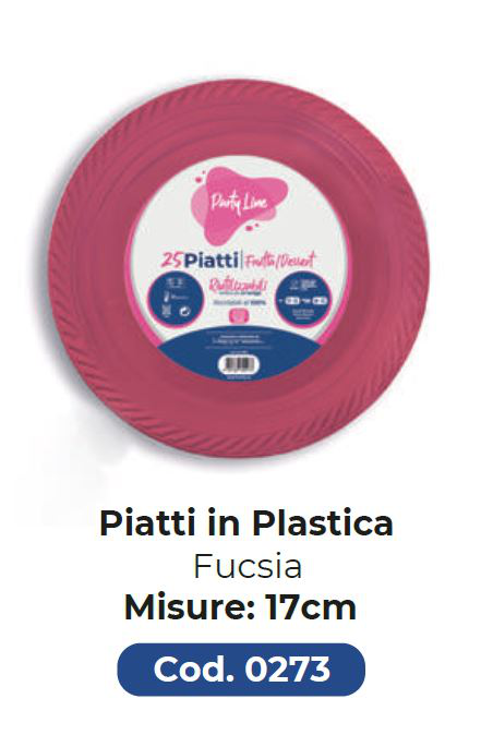 PIATTO IN PLASTICA RIUTILIZZABILE FRUTTA D.170 FUCSIA 25PZ PARTY LINE