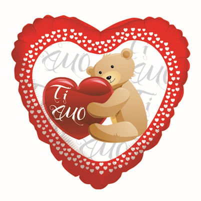 LOVE PALLONCINO MYLAR CUORE SCRITTA TI AMO CON ORSETTO 18 POLLICI CM.45 BIGPARTY