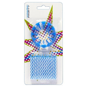 CANDELINE CLASSICA PER TORTA CON SUPPORTO CELESTE CONF.12PZ. SWEEPING
