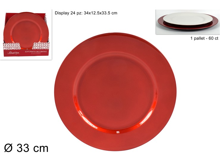 PIATTO SOLO SOTTOPIATTO IN PVC D.33 LUCIDO ROSSO DUESSE