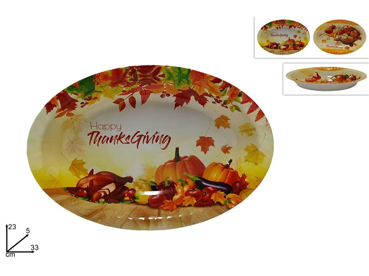VASSOIO IN PLASTICA OVALE DECORATO AUTUNNO CM.33x23 DUESSE