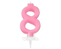 CANDELINA CON PIEDINO ROSA N.8 IN BLISTER CON PIEDINO
