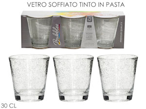 BICCHIERE ACQUA 300ML. VETRO SOFFIATO SET.3PZ. TRASPARENTE 660700 GENERAL