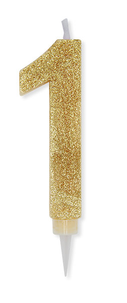 CANDELINA MAX CERA SWEETY CM.15 GLITTER ORO N. 1 BIGPARTY