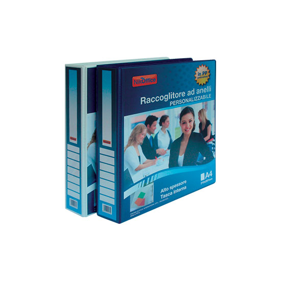 RACCOGLITORE IN PPL PERSONALIZZABILE D.40 ANELLI 4 A "D" COLORE BLU NIKOFFICE