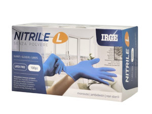 GUANTI MONOUSO IN NITRILE IRGE 100PZ. TAGLIA L BLU