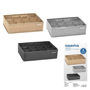 DIVISORI ORGANAIZER DA CASSETTO IN STOFFA 12 POSTI CM.32x22x9 KASAVIVA