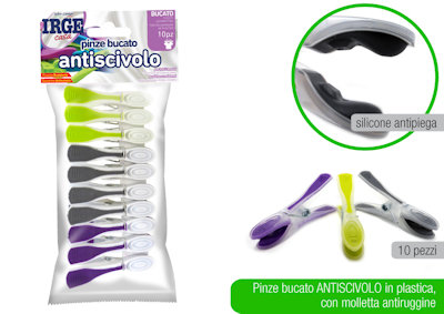 BUCATO MOLLETTE IN PLASTICA 10PZ IN SILICONE ANTIPIEGA IRGE