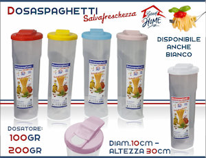 DOSASPAGHETTI TUBO CM.H.30 IN PLASTICA DOSA 100GR O 200GR. GOOD HOME