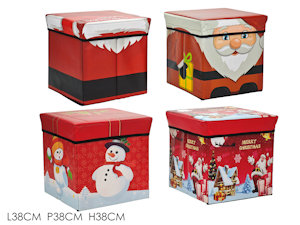 POUF CONTENITORE RICHIUDIBILE CM.38x38x38 DECORI NATALIZI 582922 GENERAL