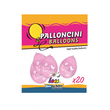 FESTA BATTESIMO ROSA PALLONCINI 10 POLLICI  CM.26 CONF.20PZ. VALVOLA SOPRA