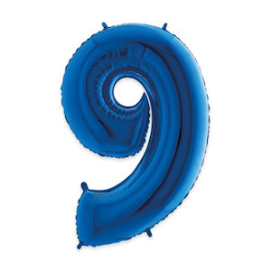 PALLONCINO MYLAR BLU NUMERO 9 CM.102 D.40