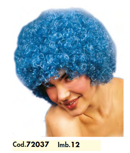 ACCESSORI TESTA PARRUCCA RICCIOLINA BLU