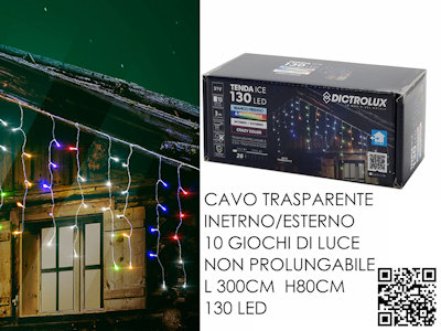 TENDA 130 LED MT.3+0,80 CAVO MULTICOLOR NON PROLUNGABILE 450000 GENERAL