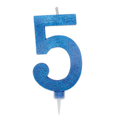 CANDELINA MAX CERA SWEETY CM.15 GLITTER BLU N. 5 BIGPARTY