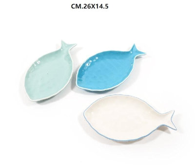 PIATTO IN CERAMICA SAGOMA PESCE CM.26x14 MERCURY