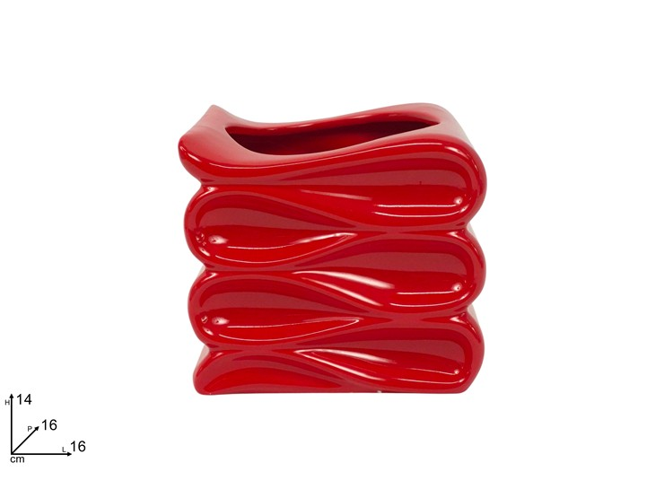 VASO PORTAPIANTA IN CERAMICA SAGOMATO CM.16xH.14 ROSSO DUESSE
