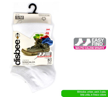 CALZA MINICALZA UNISEX BIANCA COTONE MISURA S-M CONF.3 PAIA FARMALINE