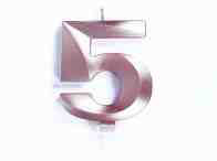 CANDELINA CERA 3D CM.10 ROSA GOLD CHROME NUMERO 5