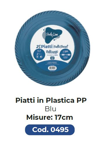 PIATTO IN PLASTICA RIUTILIZZABILE FRUTTA D.170 BLU 25PZ PARTY LINE