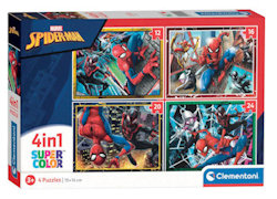 PUZZLE 4 IN 1 SPIDERMAN SUPERCOLOR 21515 CLEMENTONI