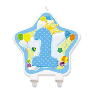 PRIMO COMPLEANNO CANDELINA SAGOMATA CELESTE CM.11x12 BIGPARTY