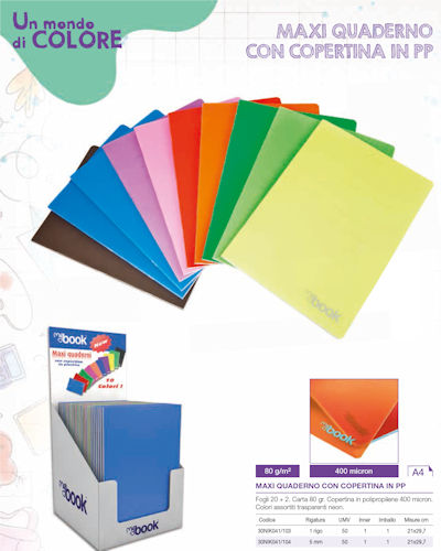 QUADERNONE COPERTINA IN PPL 20FF RIGATURA 5 MM MY BOOK NIKOFFICE PEZZI 10