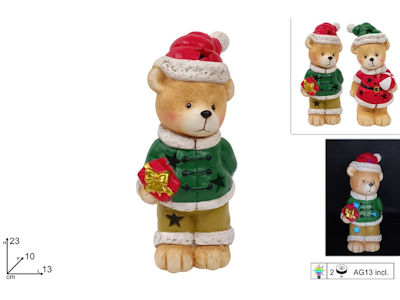 PERS. ORSO IN CERAMICA CON LUCE CM.12xH.25 DUESSE